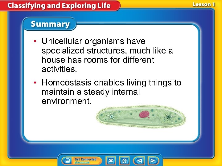  • Unicellular organisms have specialized structures, much like a house has rooms for