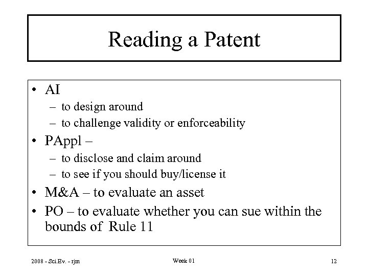 Reading a Patent • AI – to design around – to challenge validity or