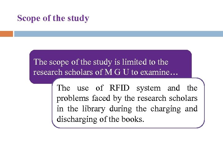 Scope of the study The scope of the study is limited to the research