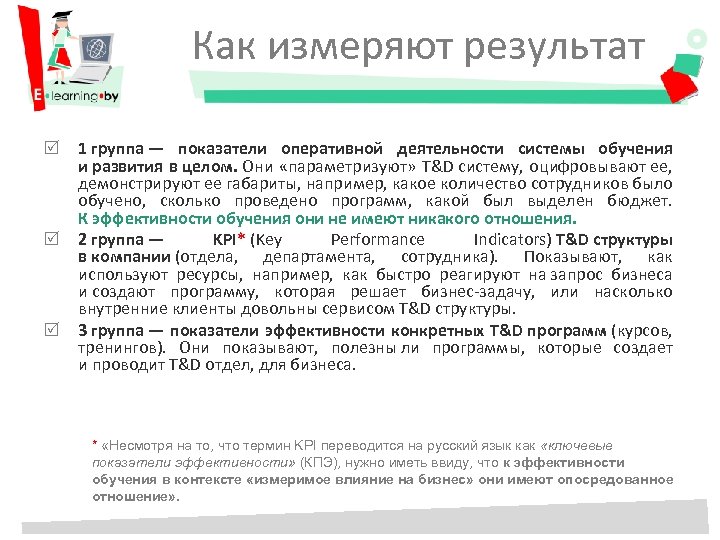 Как измеряют результат 1 группа — показатели оперативной деятельности системы обучения и развития в