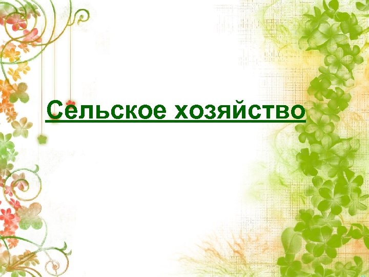 Сельское хозяйство 