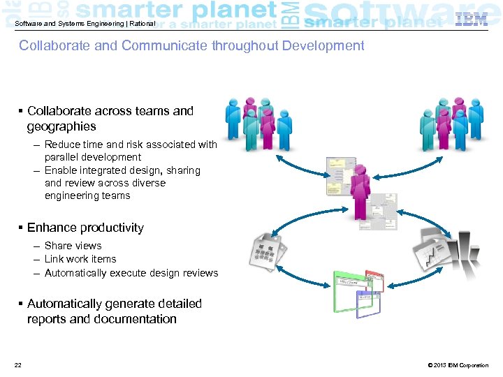 Software and Systems Engineering | Rational Collaborate and Communicate throughout Development Collaborate across teams