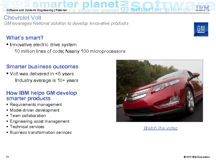 Software and Systems Engineering | Rational Chevrolet Volt GM leverages Rational solution to develop