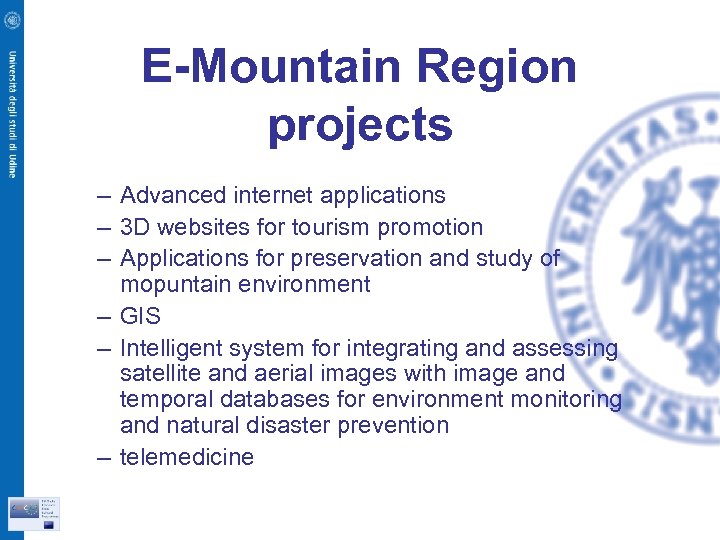E-Mountain Region projects – Advanced internet applications – 3 D websites for tourism promotion