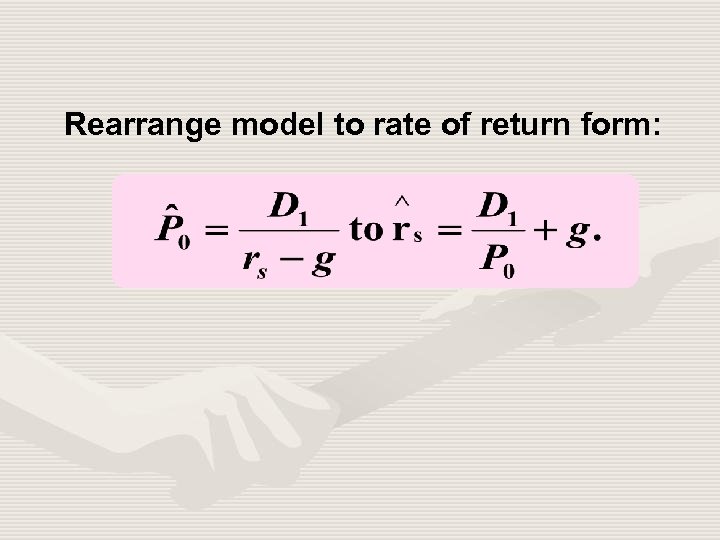 Rearrange model to rate of return form: 