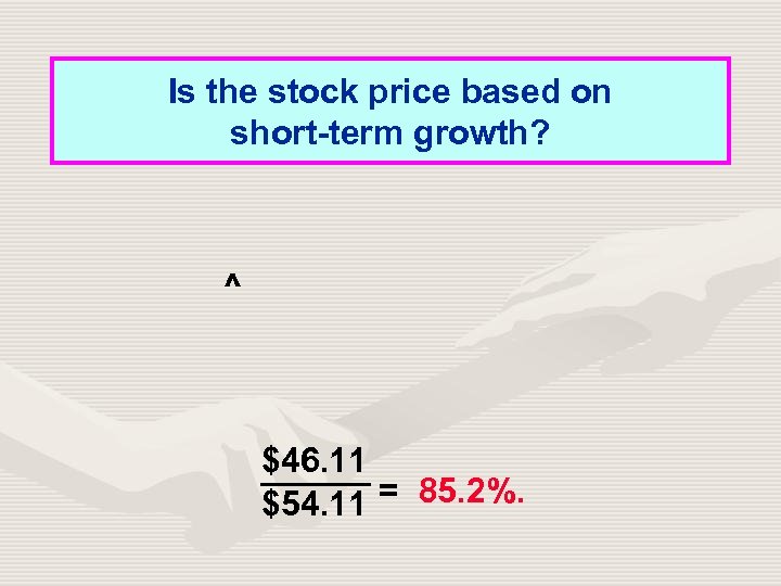 Is the stock price based on short-term growth? ^ $46. 11 $54. 11 =