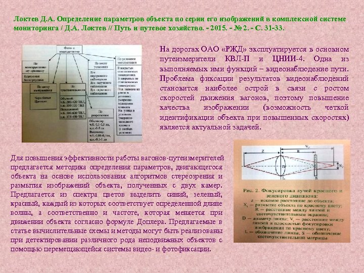 Локтев Д. А. Определение параметров объекта по серии его изображений в комплексной системе мониторинга