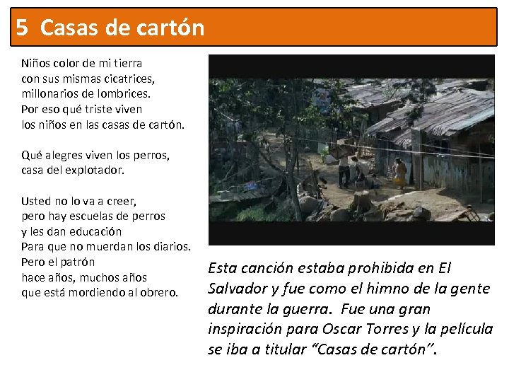 5 Casas de cartón Qué triste se oye la lluvia Niños color de mi