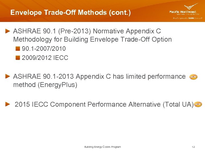 Envelope Trade-Off Methods (cont. ) ASHRAE 90. 1 (Pre-2013) Normative Appendix C Methodology for