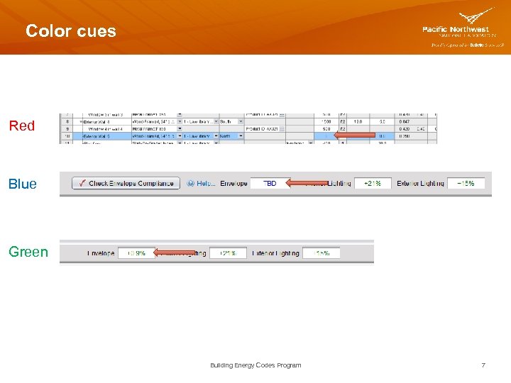 Color cues Red Blue Green Building Energy Codes Program 7 