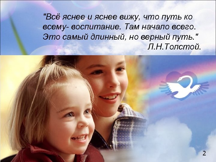 "Всё яснее и яснее вижу, что путь ко всему- воспитание. Там начало всего. Это