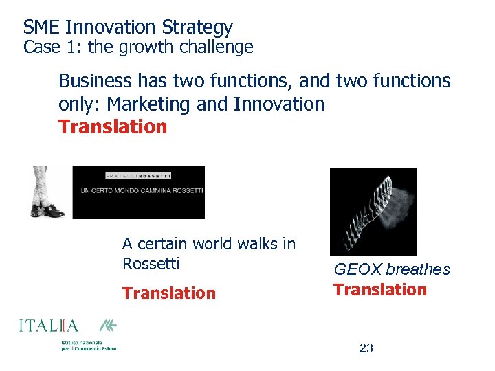 SME Innovation Strategy Case 1: the growth challenge Business has two functions, and two