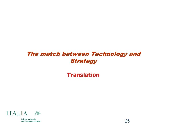 The match between Technology and Strategy Translation 25 