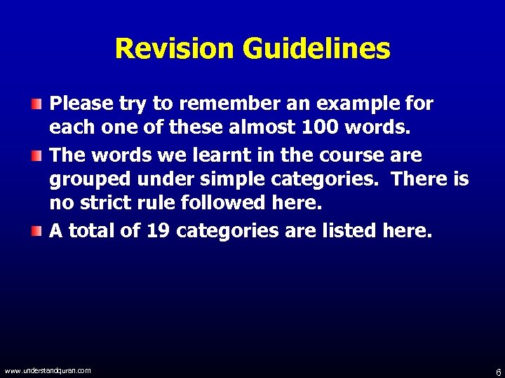 Revision Guidelines Please try to remember an example for each one of these almost