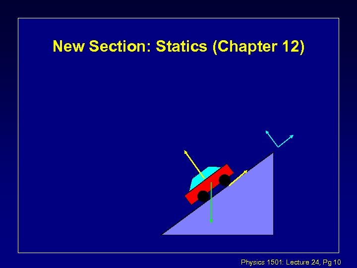 New Section: Statics (Chapter 12) Physics 1501: Lecture 24, Pg 10 