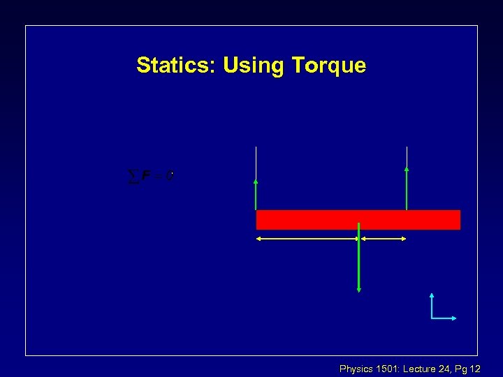 Statics: Using Torque Physics 1501: Lecture 24, Pg 12 