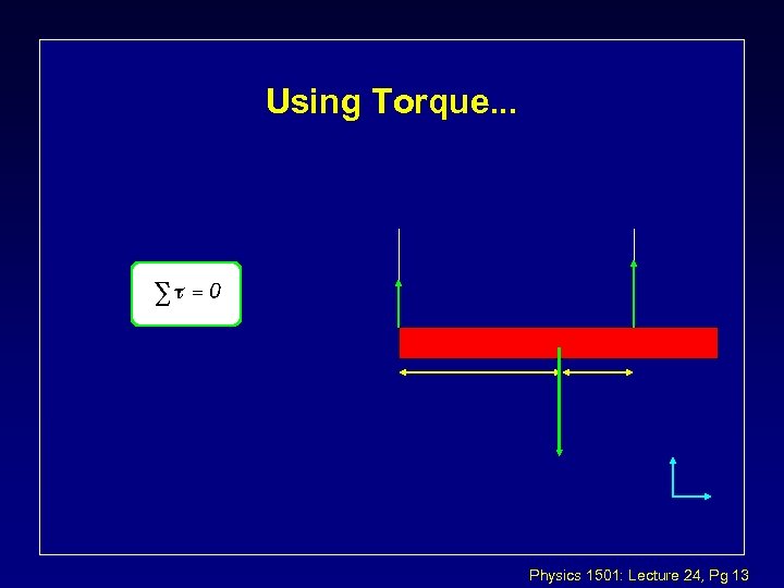 Using Torque. . . Physics 1501: Lecture 24, Pg 13 