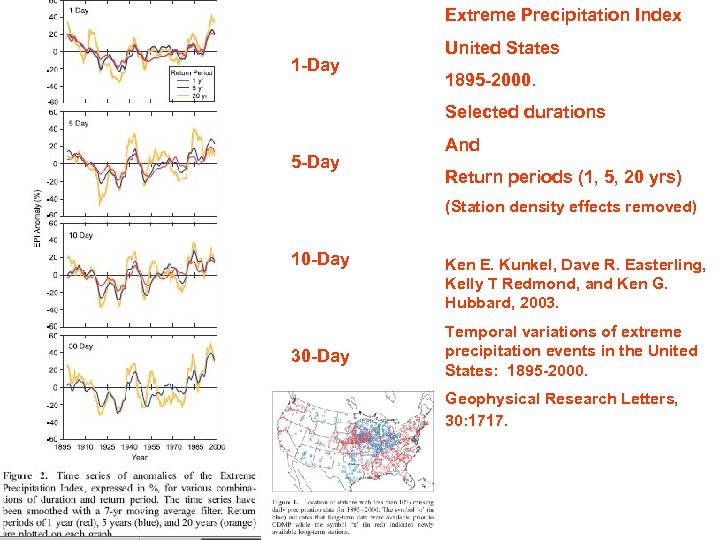 Extreme Precipitation Index 1 -Day United States 1895 -2000. Selected durations 5 -Day And