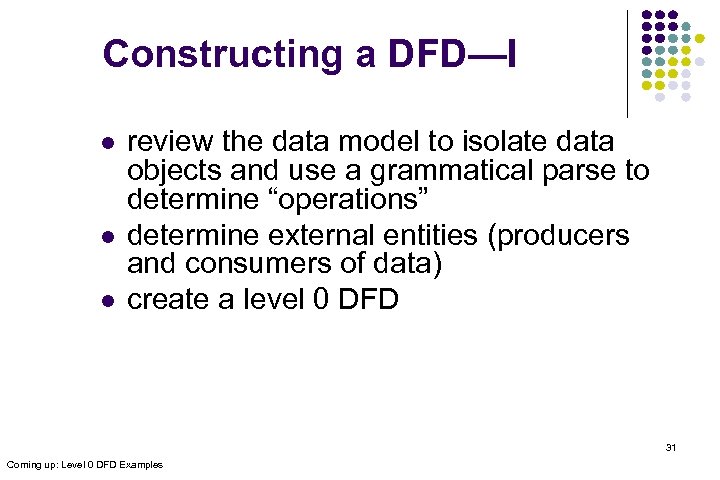 Constructing a DFD—I l l l review the data model to isolate data objects