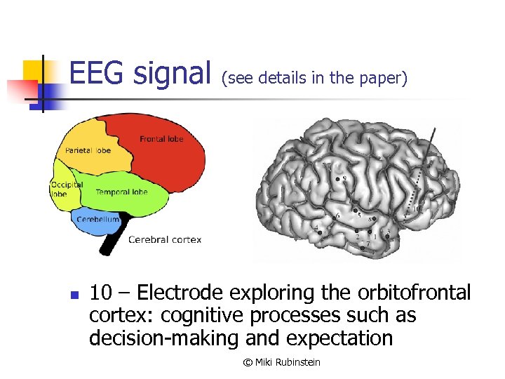 EEG signal n (see details in the paper) 10 – Electrode exploring the orbitofrontal