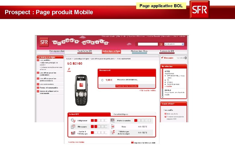 Page applicative BOL Prospect : Page produit Mobile 
