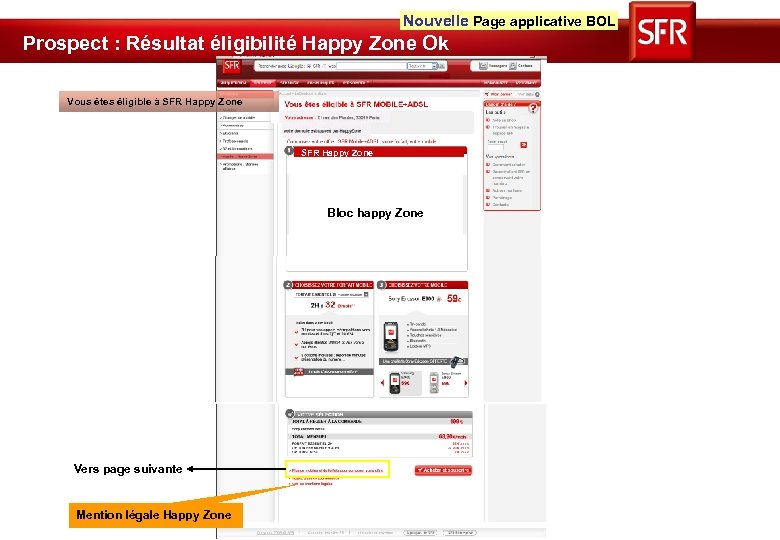 Nouvelle Page applicative BOL Prospect : Résultat éligibilité Happy Zone Ok Vous êtes éligible