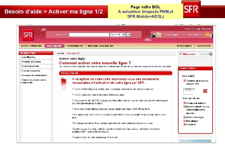 Besoin d’aide > Activer ma ligne 1/2 Page édito BOL A actualiser (impacts PNM,