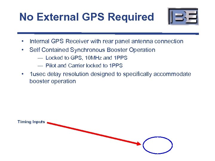 No External GPS Required • Internal GPS Receiver with rear panel antenna connection •
