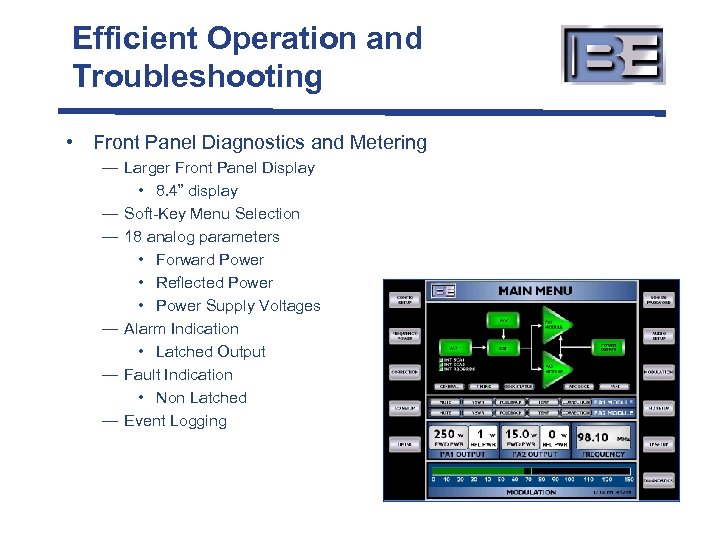 Efficient Operation and Troubleshooting • Front Panel Diagnostics and Metering — Larger Front Panel