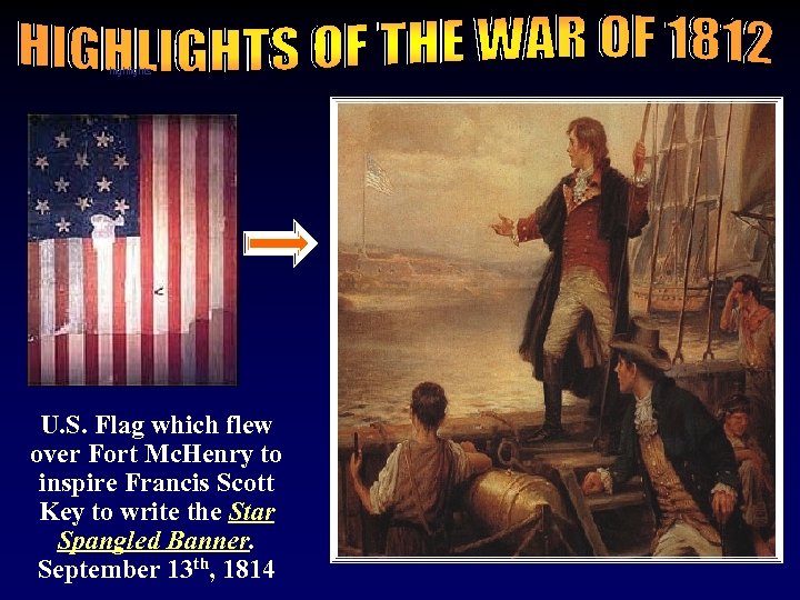 highlights U. S. Flag which flew over Fort Mc. Henry to inspire Francis Scott