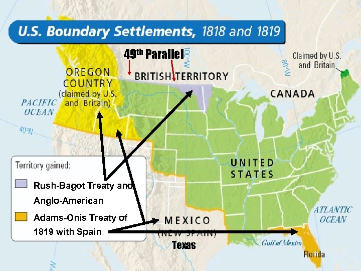 49 th Parallel Rush-Bagot Treaty and Anglo-American Convention of 1817 -1818 Adams-Onis Treaty of