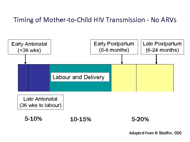 Timing of Mother-to-Child HIV Transmission - No ARVs Early Postpartum (0 -6 months) Early