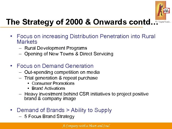 The Strategy of 2000 & Onwards contd… • Focus on increasing Distribution Penetration into