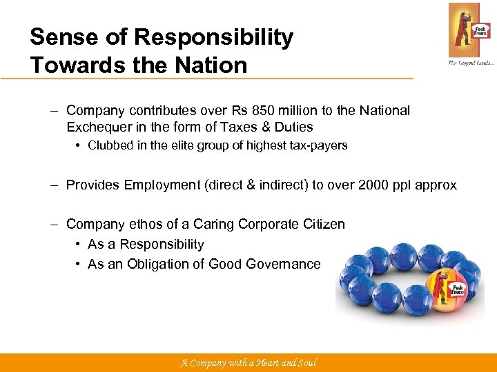 Sense of Responsibility Towards the Nation – Company contributes over Rs 850 million to