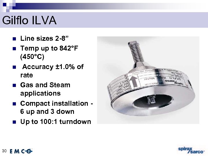 Gilflo ILVA n n n 30 Line sizes 2 -8” Temp up to 842°F