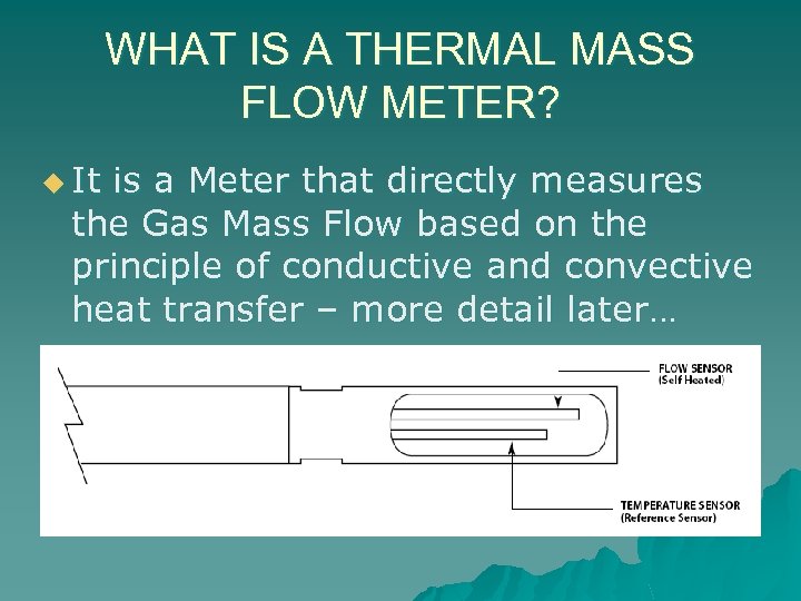 WHAT IS A THERMAL MASS FLOW METER? u It is a Meter that directly