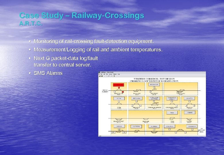 Case Study – Railway-Crossings A. R. T. C. • Monitoring of rail-crossing fault-detection equipment.