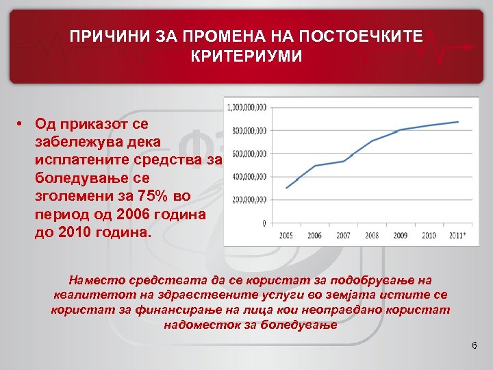 ПРИЧИНИ ЗА ПРОМЕНА НА ПОСТОЕЧКИТЕ КРИТЕРИУМИ • Од приказот се забележува дека исплатените средства