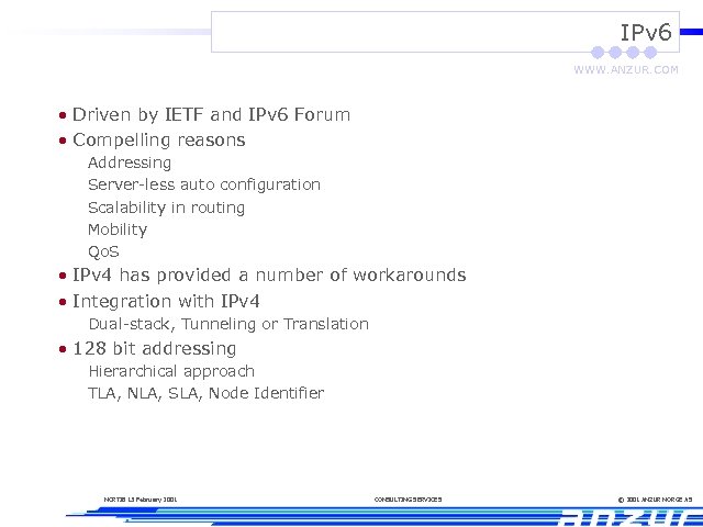 IPv 6 WWW. ANZUR. COM • Driven by IETF and IPv 6 Forum •