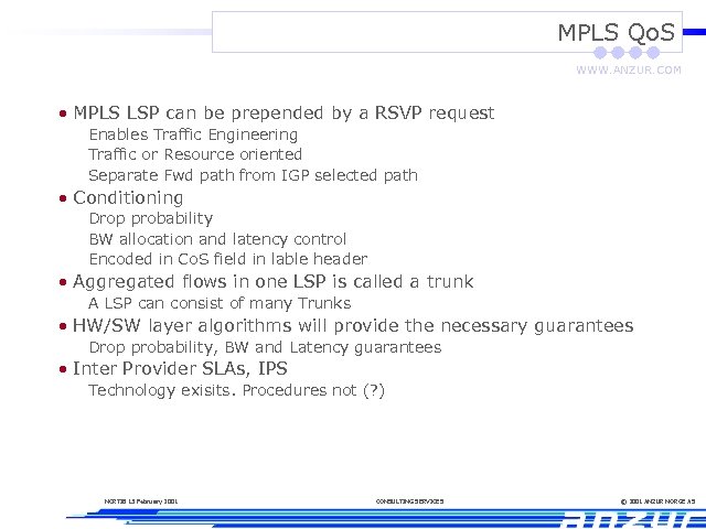 MPLS Qo. S WWW. ANZUR. COM • MPLS LSP can be prepended by a