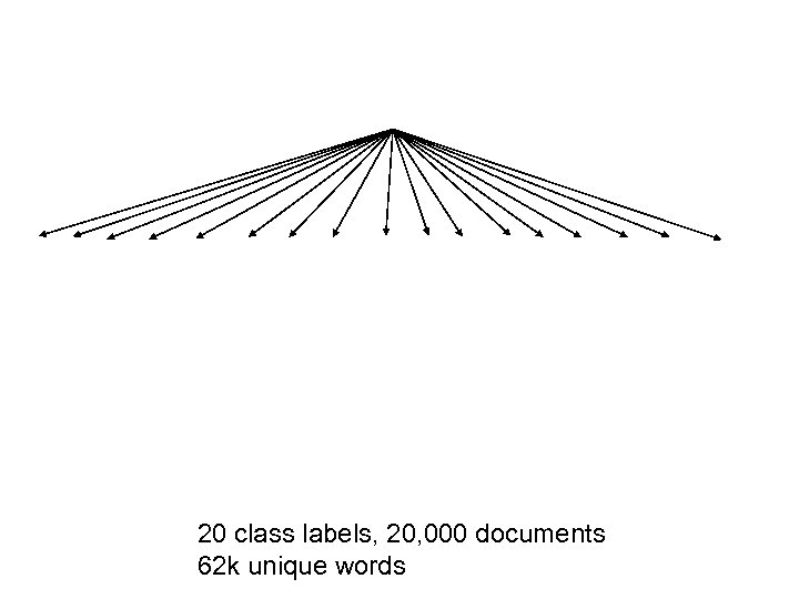 20 class labels, 20, 000 documents 62 k unique words 