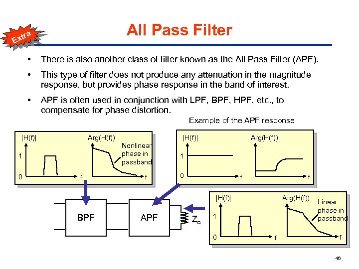 a All Pass Filter • There is also another class of filter known as