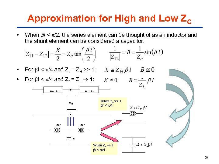 Approximation for High and Low ZC • When l < /2, the series element