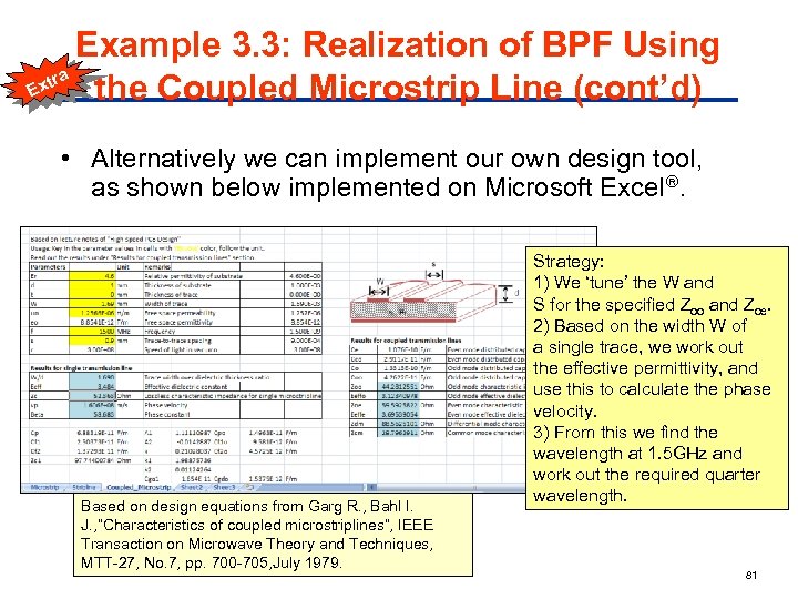 Example 3. 3: Realization of BPF Using a xtr E the Coupled Microstrip Line