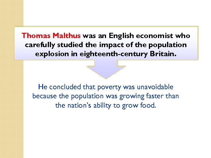 Thomas Malthus was an English economist who carefully studied the impact of the population