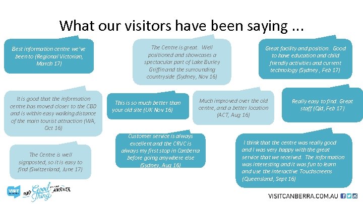 What our visitors have been saying. . . Best information centre we’ve been to