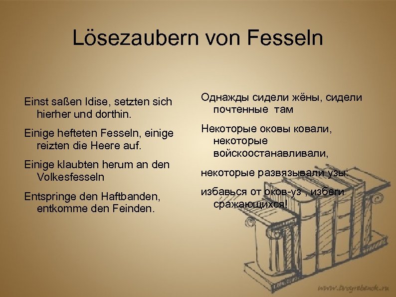 Lösezaubern von Fesseln Einst saßen Idise, setzten sich hierher und dorthin. Однажды сидели жёны,