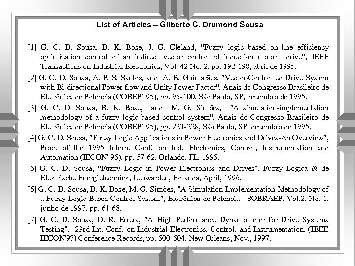  List of Articles – Gilberto C. Drumond Sousa [1] G. C. D. Sousa,