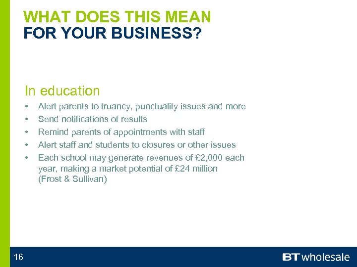 WHAT DOES THIS MEAN FOR YOUR BUSINESS? In education • • • 16 Alert
