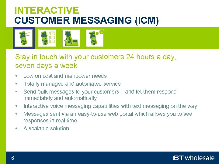 INTERACTIVE CUSTOMER MESSAGING (ICM) Stay in touch with your customers 24 hours a day,